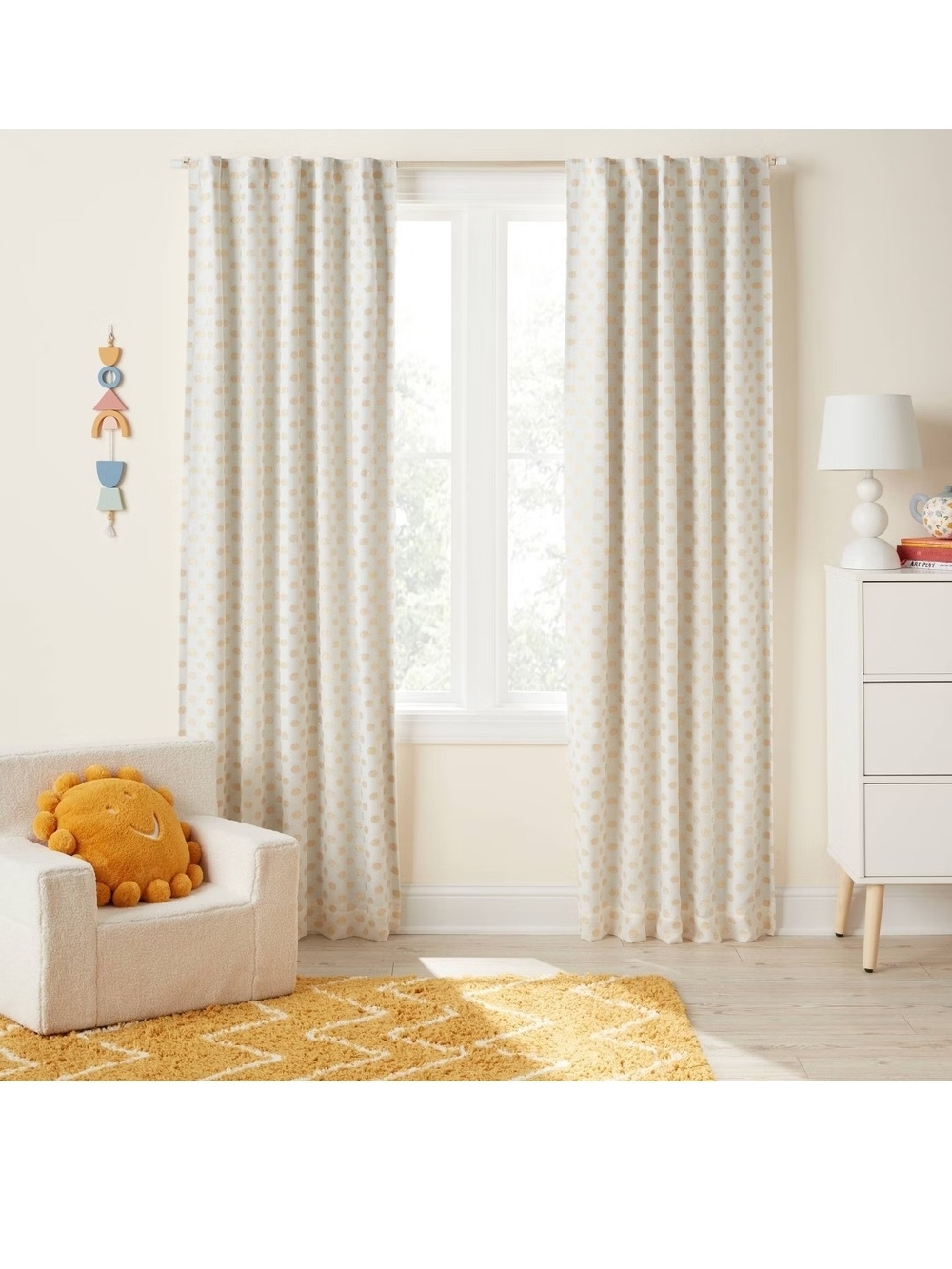 Cloud Island 84"L Gold Dot Kids' Blackout Window Curtain 2 Panels